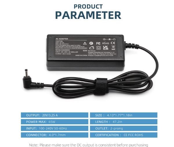 Laptop Charger 65W For Lenovo Ideapad 510-14ISK 510-15IKB 510-15ISK 510S-12ISK 510S-13IKB Series